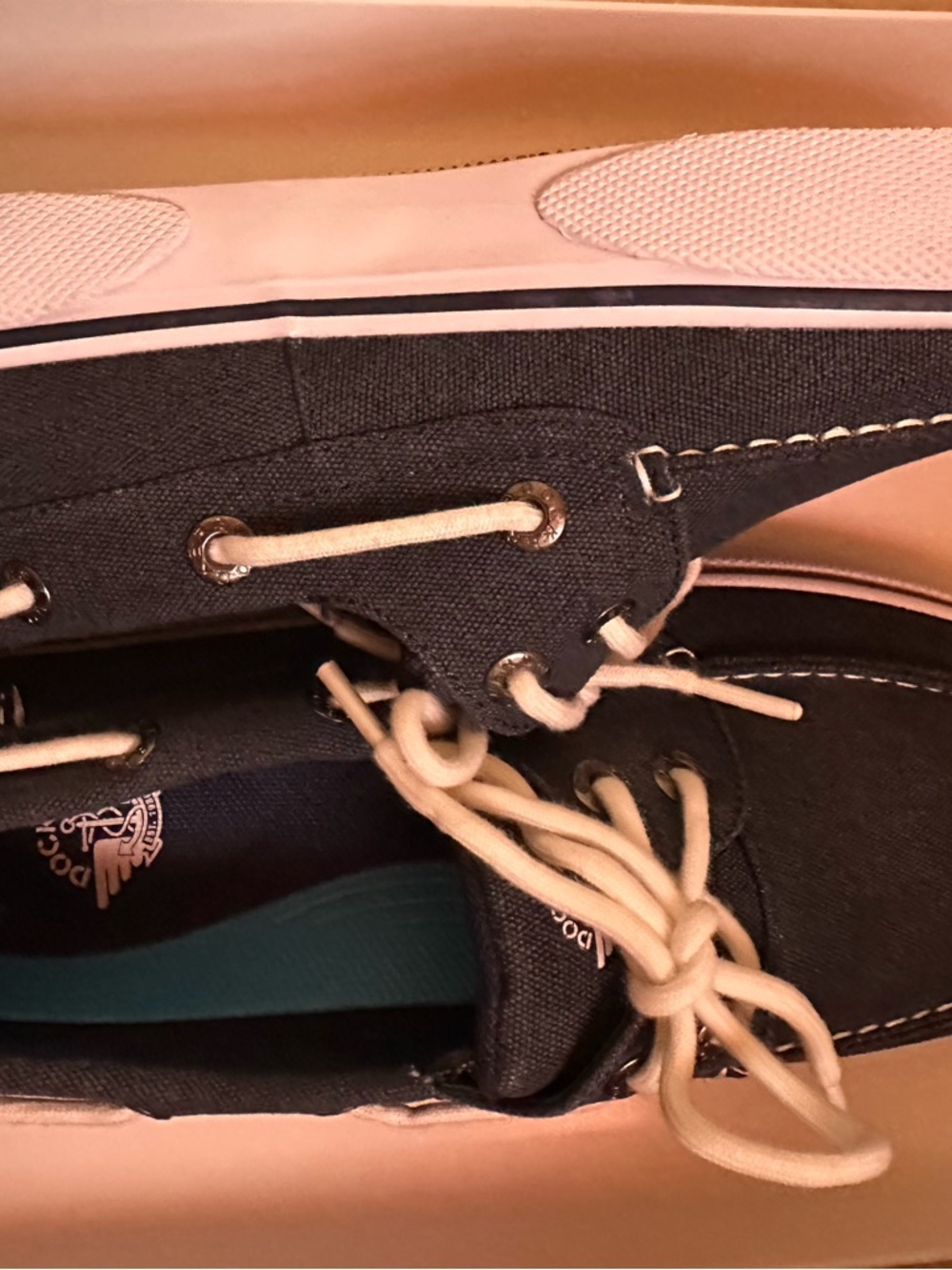 Dockers Navy Canvas Boat Shoes with White Laces - Picture 2 of 10